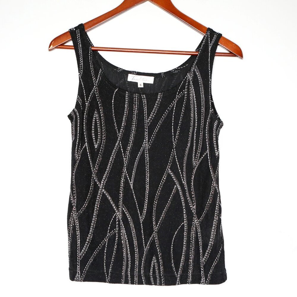 Vintage Traditions Glitter Jacket & Sleeveless Blouse Top Stretch Black Silver - Picture 10 of 15